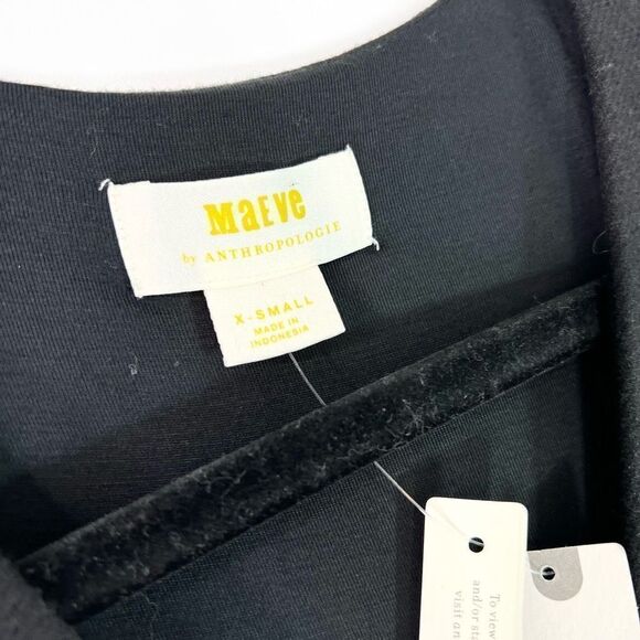 Maeve by Anthropologie Dress Women XS Fit and Flare Linen Blend A Line New Black - Picture 2 of 11